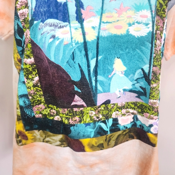Disney Alice in Wonderland Peach Tie Dye T Shirt Curiouser and Curiouser - Picture 4 of 7